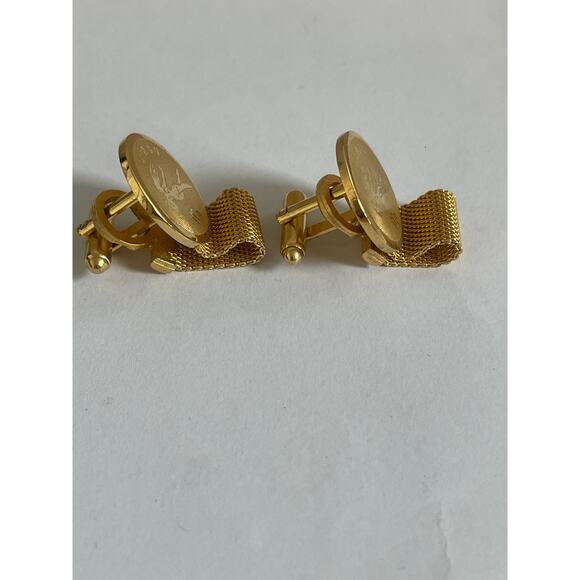 Vintage Dante “Virgo” Zodiac Sign  Gold-tone Cufflinks With Mesh Wraps - Picture 6 of 6